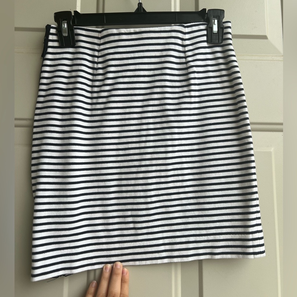 Madewell XS Striped Pencil Skirt Blue/White Eventide High Waist Office Casual - Picture 6 of 7